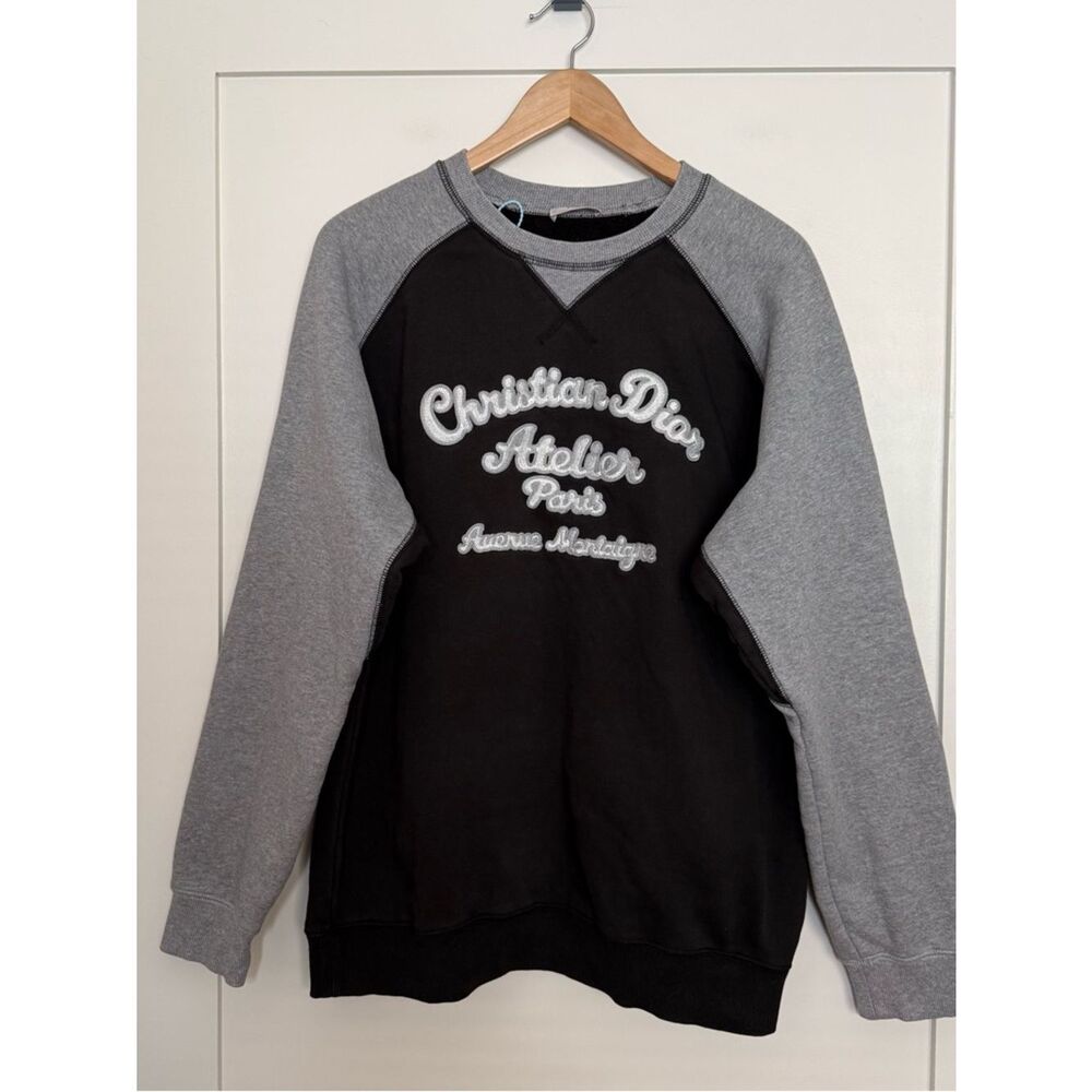 Dior Atelier Paris Avenue Montaigne Sweatshirt Men Sz M Black Gray Logo Pullover